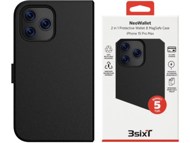 3sixT Neo Wallet - iPhone 15 Pro Max - (MS)(RC) Black