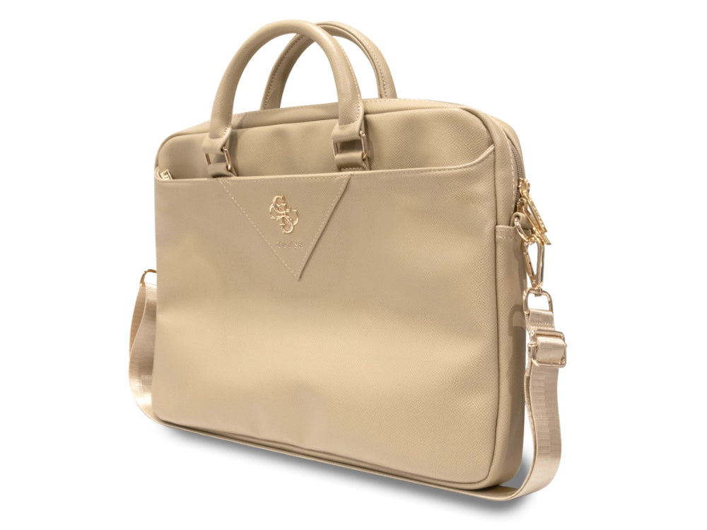 Guess Grained PU Laptop Bag 15/16-inch - Light Gold/4G Logo