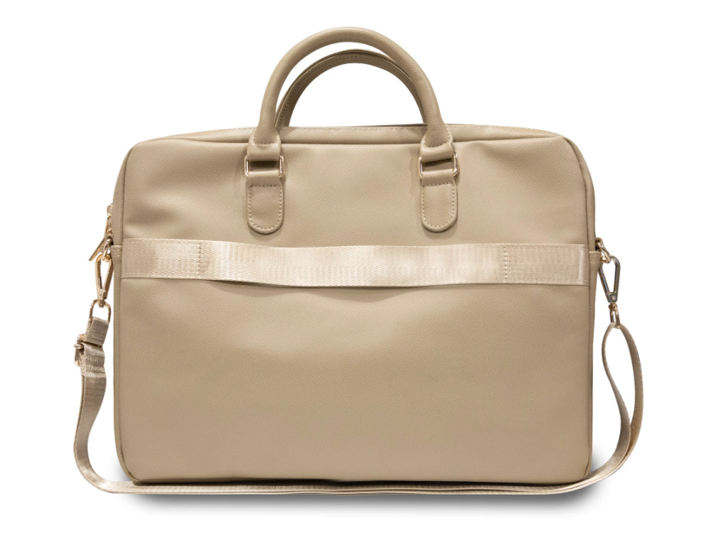 Guess Grained PU Laptop Bag 15/16-inch - Light Gold/4G Logo