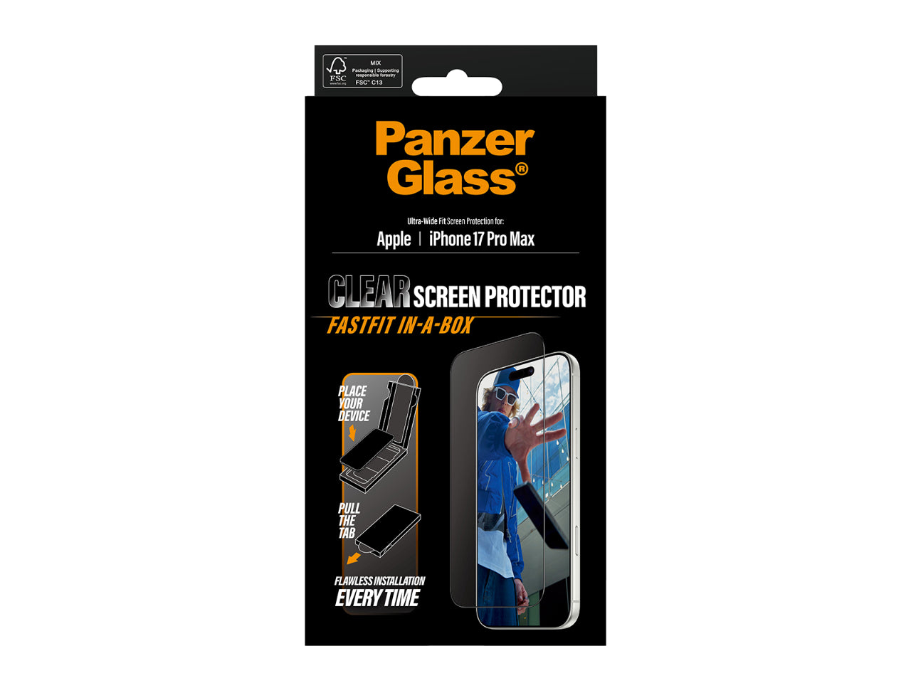 PanzerGlass UWF SP w. Fastfit in-a-box - iPhone 17 Pro Max