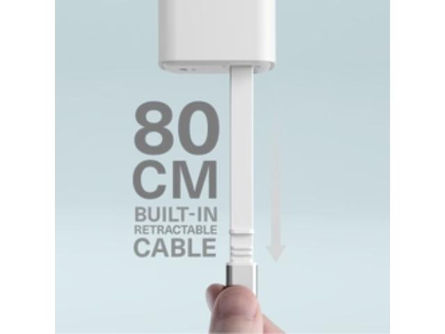 Cygnett Wall Charger 65W with Retractable Cable 80cm - White