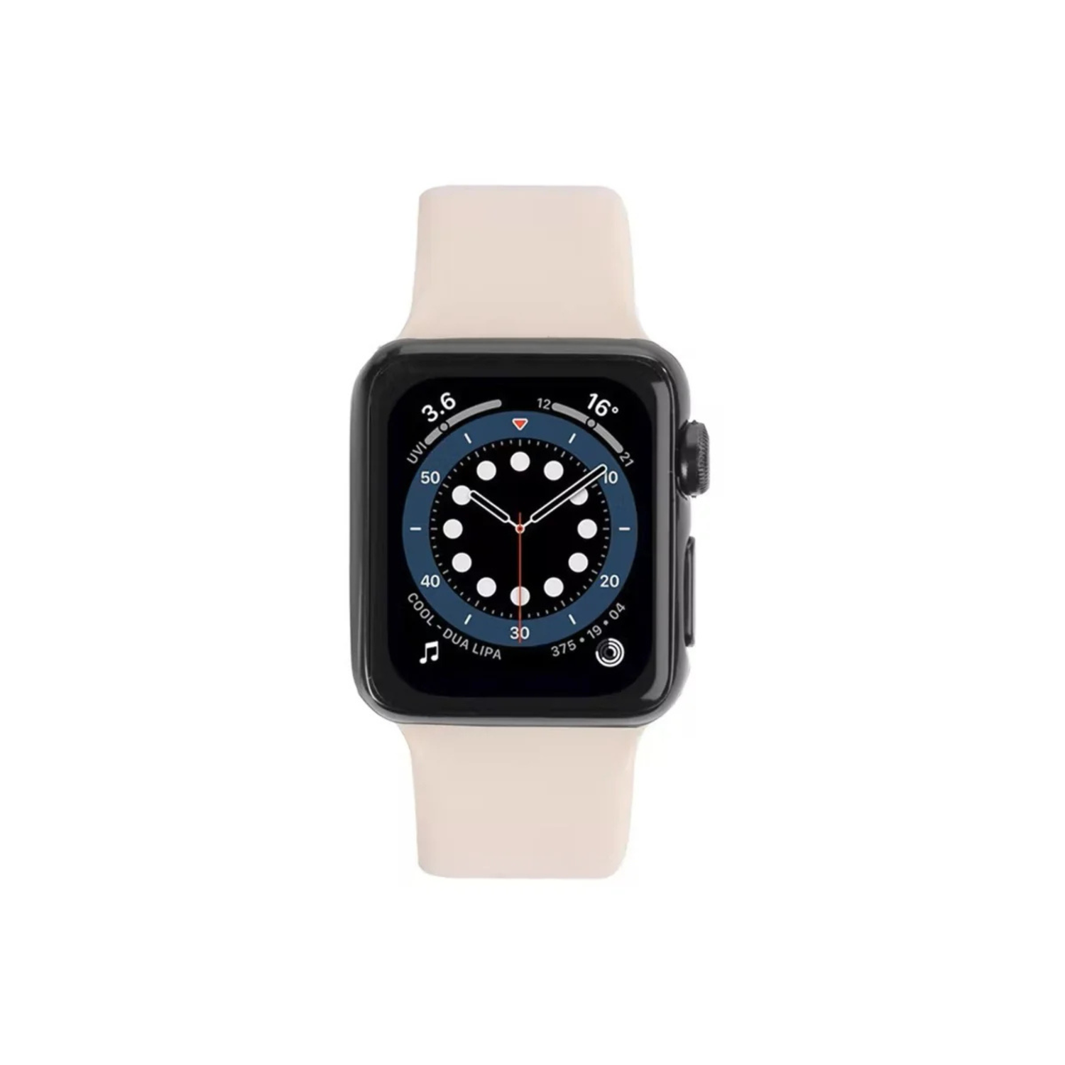 Smartwatch with a pink band on a white background