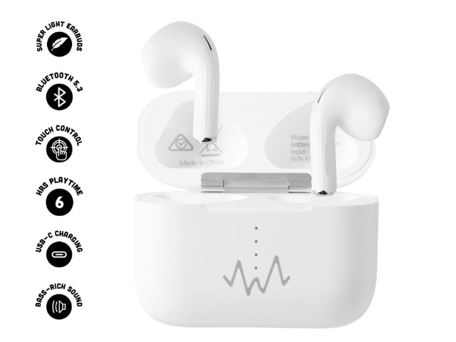 Wave Audio True Wireless Earbuds TW2617BT - White