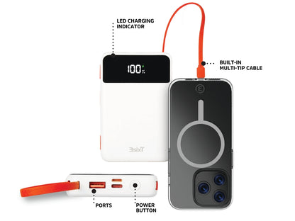 3sixT JetPak 2 in 1 10000mAh Power Bank - White/Orange