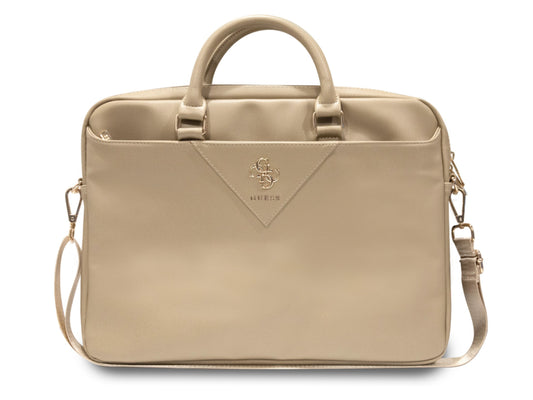 Guess Grained PU  Laptop Bag 15/16-inch - Light Gold/4G Logo