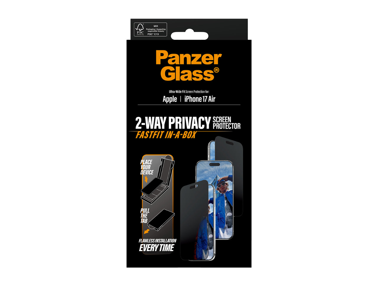 PanzerGlass Privacy UWF SP w. FF in-a-box - iPhone Air