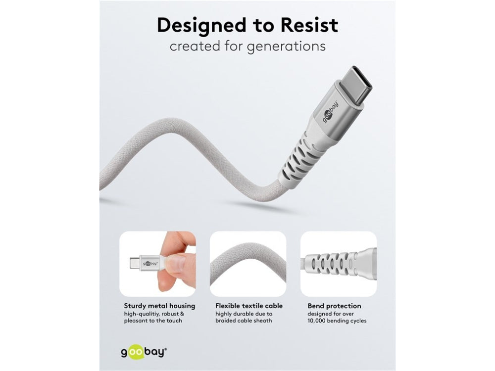 Goobay Supersoft USB-C to USB-C (v2.0) Cable 2m - White