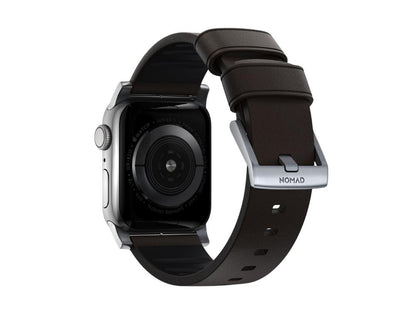 NOMAD Active Band Pro - 45mm | Silver Hard | Brown Leather