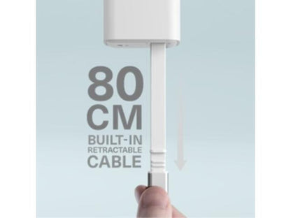 Cygnett Wall Charger 65W with Retractable Cable 80cm - White