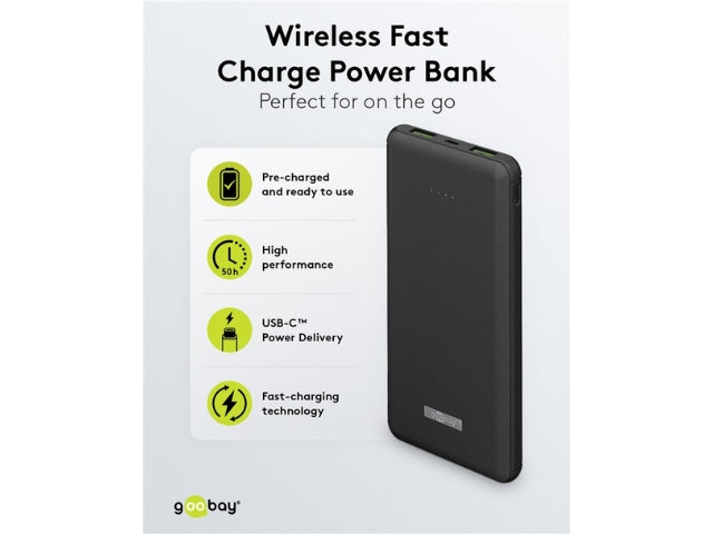 Goobay Powerbank 10000mAh Wireless QC/PD