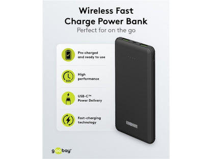 Goobay Powerbank 10000mAh Wireless QC/PD