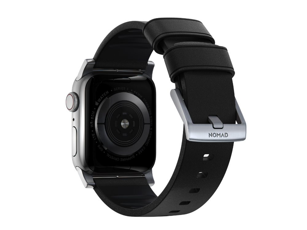 NOMAD Active Band Pro - 45mm | Silver Hard | Black Leather