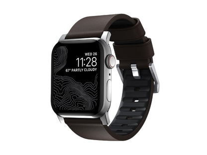 NOMAD Active Band Pro - 45mm | Silver Hard | Brown Leather
