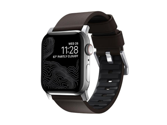 NOMAD Active Band Pro - 45mm | Silver Hard | Brown Leather
